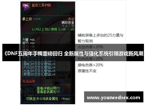 《DNF五周年手镯重磅回归 全新属性与强化系统引领游戏新风潮》